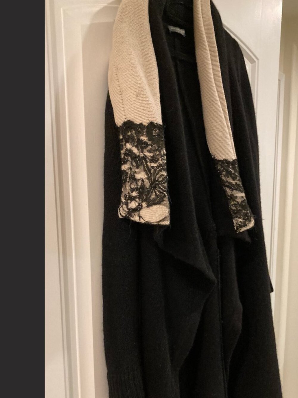 Alexander McQueen 100% Yak Wool Blanket Cardigan Reworked Antique Silk Chantilly - Picture 9 of 9